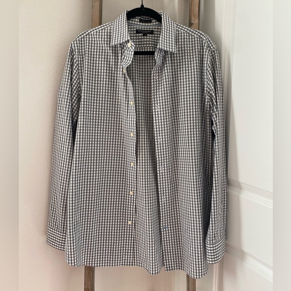 NWOT - BANANA REPUBLIC - GRANT SLIM-FIT COTTON-STRETCH GINGHAM - OXFORD SHIRT - Picture 2 of 5